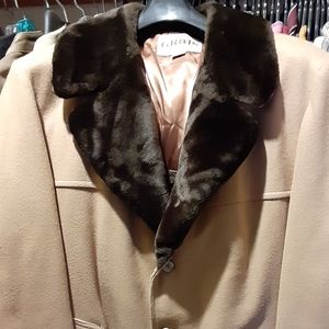 Vintage Overcoat with Faux Fur Linning and Lapels